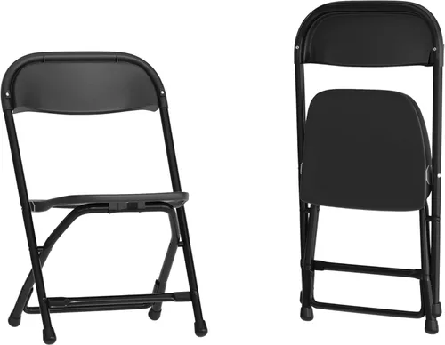 Flash Furniture Paquete de 2 sillas plegables de plástico negro para niños