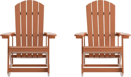 Miniatura 17 de Flash Furniture Savannah - Mecedora Adirondack de madera de poliresina, poliestireno gris para todo tipo de clima, herrajes de acero inoxidable