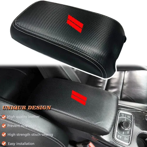 Miniatura 3 de Funda para el reposabrazos de la consola central, de piel, antiarañazos, de protección, accesorios de decoración interior, para Dodge Durango Fibra