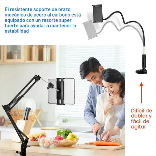 Miniatura 4 de Soporte para Tableta y Soporte para Teléfono para Cama, Soporte para iPad para Escritorio, Cabecera, Mesita de Noche, Mesa, Compatible con iPhone