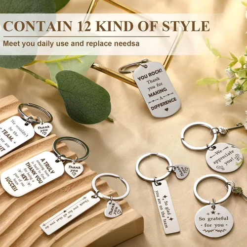 Miniatura 4 de Kathfly 12 llaveros motivacionales de agradecimiento para compañeros de trabajo para empleados, compañeros de trabajo, trabajadores sociales, 12