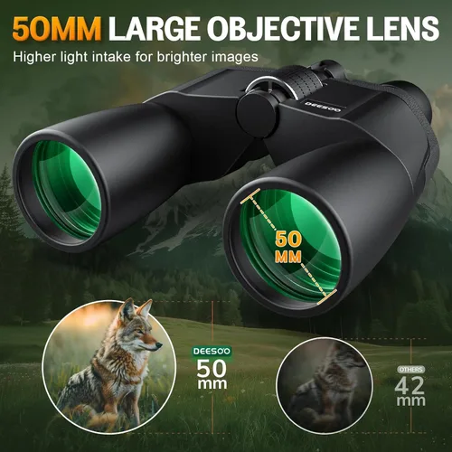 Miniatura 5 de Prismáticos HD de 12-36 x 50 para adultos, binoculares de alta potencia con visión clara de poca luz para observación de aves, binoculares con zoom