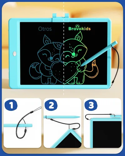 Miniatura 2 de Bravokids Juguetes para niñas y niños de 3 a 6 años, tableta de escritura LCD tablero de dibujo de 10 pulgadas, almohadillas de dibujo electrónicas