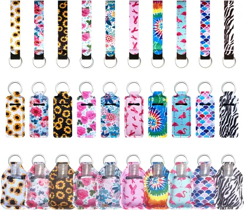 Miniatura 2 de Juego de 40 llaveros de botellas de viaje con soporte para muñequera, soporte para desinfectante de manos con botellas vacías