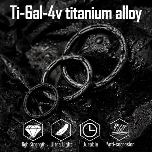 Miniatura 8 de KeyUnity KM14BK Titanium EDC Abridor de botellas Llavero Clip con anillo D y anillo dividido de titanio KA02BK BundleV