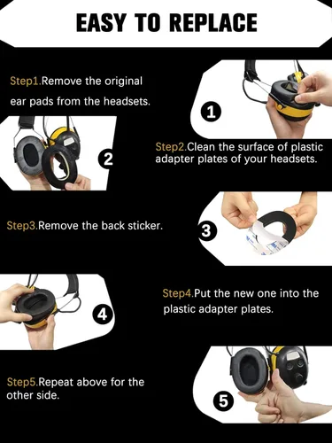 Miniatura 5 de PROHEAR FEP01-1 par de almohadillas de espuma de repuesto (actualizadas) para auriculares de radio 3M WorkTunes Connect