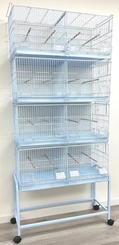 Miniatura 27 de Gran lote de jaula de vuelo para pájaros, sin óxido, galvanizada, chapada en zinc, apilable, con divisor central removible y puertas para nido