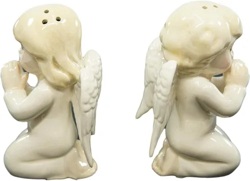 Miniatura 4 de Ebros Praying Boy And Girl Angels On Their Knees - Juego de salero y pimentero de cerámica, juego coleccionable de anfitriones angelicales, mesa