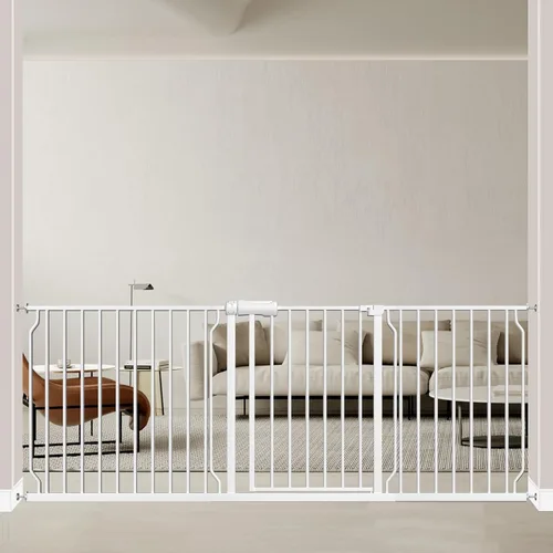 Miniatura 21 de ALLAIBB - Puerta de seguridad extra ancha con montaje a presión para niños, con pasillo para niños pequeños, niños, mascotas y perros, tensión Blanco