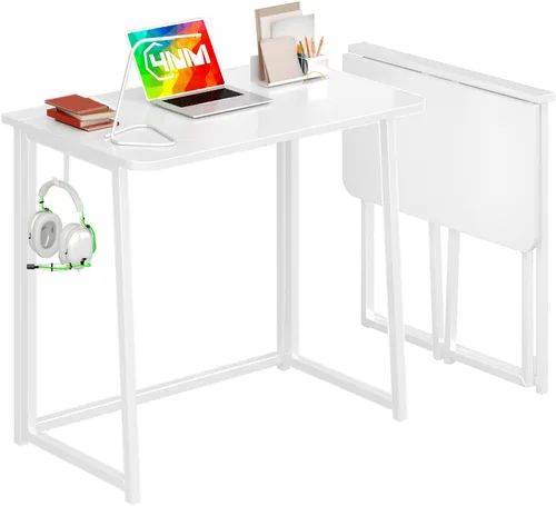 Miniatura 18 de 4NM Escritorio Pequeño Móvil Plegable de 23.6", Mesa de Computadora con Ruedas Plegable para Casa y Oficina, Mesa de Escritura y Estudio