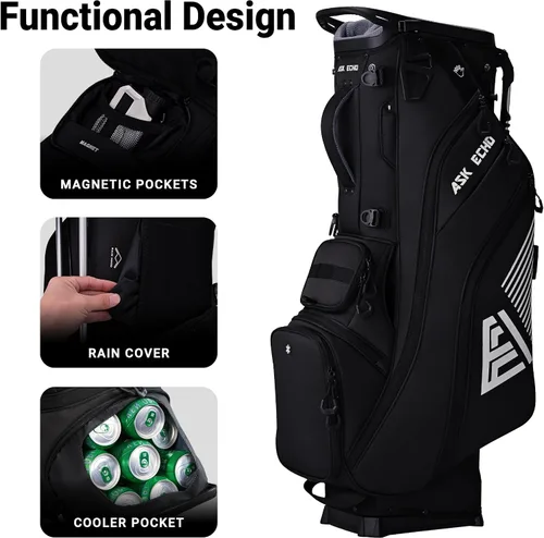 Miniatura 5 de ASK ECHO Golf ST-14 Bolsa híbrida con divisores de longitud completa de 14 vías y clip de putter rápido