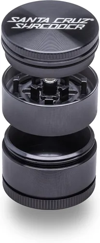 Miniatura 2 de Santa Cruz Shredder Molinillo de hierbas de metal con parte superior moleteada para un agarre más fuerte, 3 piezas, pequeño de 1.7 pulgadas (verde)