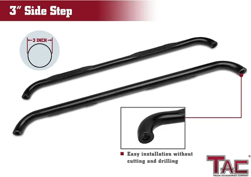 Miniatura 4 de TAC Barras laterales para camioneta Ford F250 / F350 / F450 / F550 / F550 Super Duty Crew Cab Pickup Truck de 3 pulgadas con rieles de paso negros