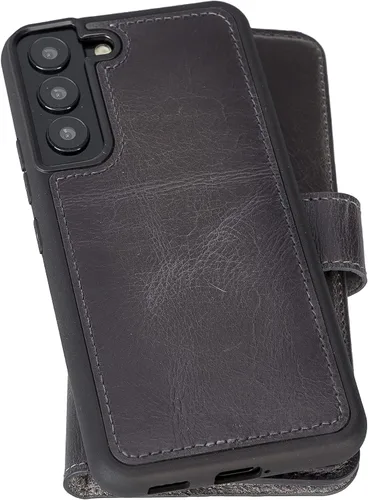 Miniatura 8 de Bayelon Funda compatible con Galaxy S22, cartera de cuero de grano completo para teléfono, funda desmontable con soporte, funda magnética abatible