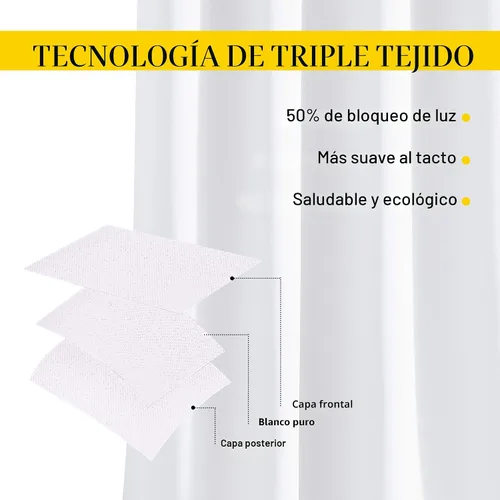Miniatura 3 de NICETOWN - Juego de 2 paneles de cortinas blancas puras de 84 pulgadas de largo para dormitorio, tratamiento de ventana con ojales de 50 % de Blanco