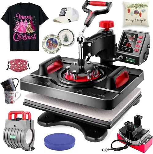 AKEYDIY - Máquina de prensa de calor de 15 x 12 pulgadas, máquina de prensa para camisetas, prensa digital de 360 grados con brazo oscilante, para