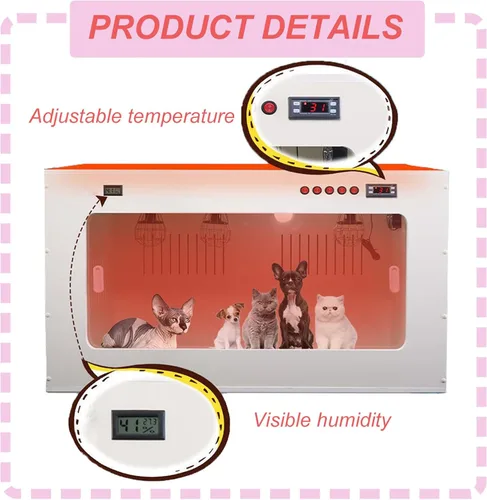 Miniatura 3 de Incubadora de invierno para gatos sin pelo, incubadora de cachorros, control de botón independiente, visualización en tiempo real de la temperatura