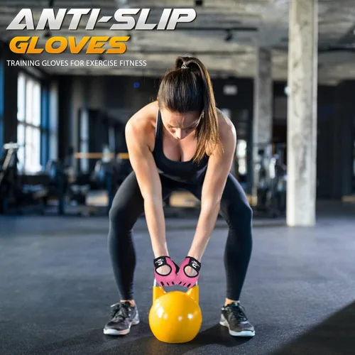 Miniatura 4 de SAWANS Guantes de entrenamiento para hombres y mujeres, guantes para levantamiento de pesas, guantes de gimnasio, fitness, ejercicio, ciclismo, Rosa
