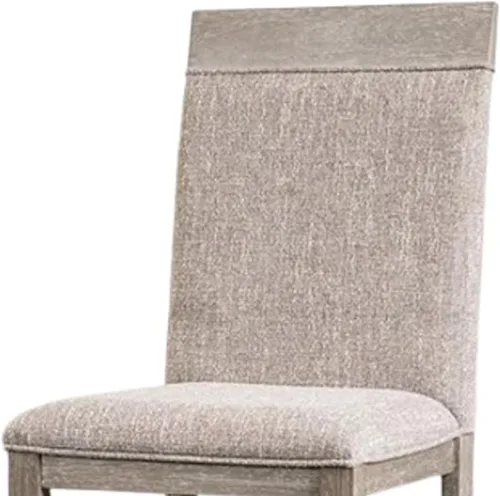 Miniatura 4 de Benzara Gris Silla de comedor lateral gris asiento acolchado de tela de madera maciza