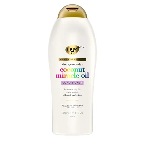 Miniatura 7 de OGX Remedio Extra Fuerte Contra Daños + Acondicionador de Aceite Milagroso de Coco para Cabello Seco, Encrespado o Grueso, Acondicionador Hidratante