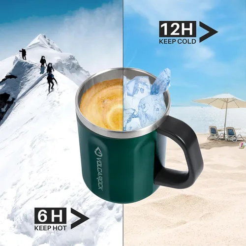 Miniatura 4 de Taza de café de 16 onzas con asa y tapa, taza de café sin BPA, mantiene el frío 6 horas y mantiene el calor 5 horas, gran taza de té para uso