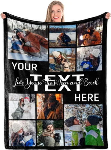DITKST - Mantas personalizadas con fotos y texto, collage hechas en Estados Unidos, mantas personalizadas con fotos, regalos de cumpleaños, Navidad,