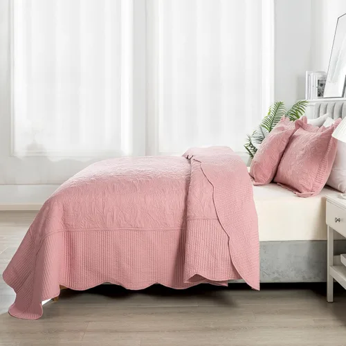 Miniatura 349 de HoneiLife - Juego de colcha de tamaño Queen, juego de ropa de cama de pana bordada de 3 piezas, colcha de lujo, ligera, cálida, para todas las Pana