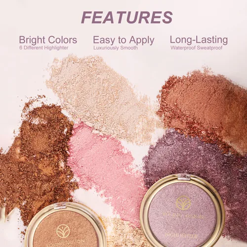 Miniatura 2 de YOUNG VISION Polvo Compacto Iluminador, Polvo de Contorno de Brillo Natural Horneado y Resaltador Facial, Libre de Crueldad, Maquillaje de Resaltado