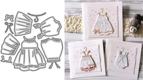 Troqueles de corte para ropa de bebé niña para hacer tarjetas, troqueles de papel de metal para álbumes de recortes, suministros de fabricación de 01