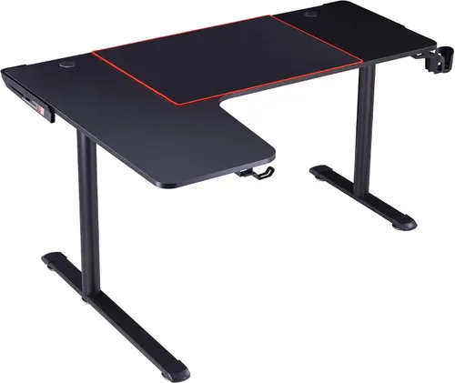 Miniatura 23 de Homes: Inside + Out Kindira - Escritorio moderno de acero para juegos con puertos USB, alfombrilla de mouse de PC y portavasos giratorio
