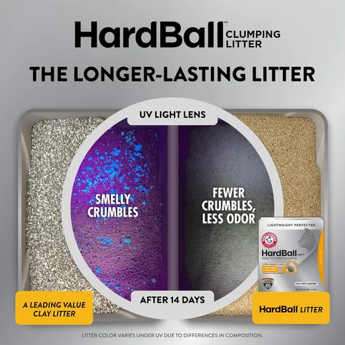 Miniatura 3 de ARM & HAMMER Hardball Arena Ligera de Platino Multi-Gato Aglomerante para Gatos Control de Olores, Fácil Recogida Sin Desorden, Aroma Flor