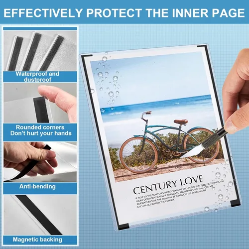 Miniatura 3 de Yexiya 1 Pcs Magnetic Sign Holder 8.5'' x 11'' Self Adhesive Magnetic Wall Mount Sign Holder Clear Plastic Paper Document Frames with Magnet Borders