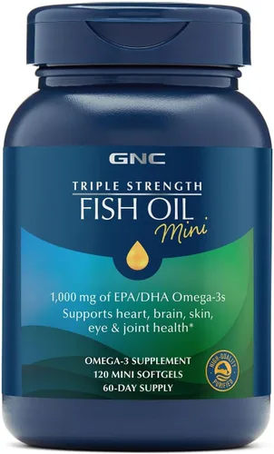 Miniatura 8 de GNC Suplemento de aceite de pescado de triple fuerza, mini Omega 3, 1000 mg de EPA y DHA, apoya la salud del corazón, el cerebro, la piel, los ojos