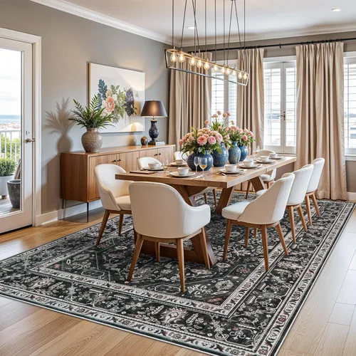 Miniatura 4 de Alfombras de área 9x12 para sala de estar: Alfombra oriental lavable de 108 pies cuadrados para dormitorio - Alfombra de pelo bajo ultra delgada