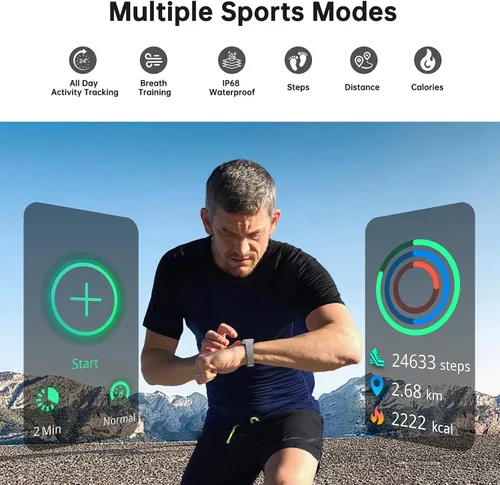 Miniatura 5 de Health Fitness Tracker, Smart Watch with 24/7 Heart Rate and Blood Oxy-gen Monitor, Sleep Tracker with IP68 Waterproof, Activity Tracker Pedometer