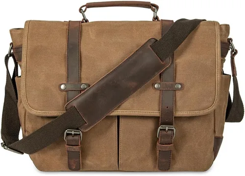 Miniatura 10 de Bolsa de mensajero para hombre, maletines para laptop de 15.6 pulgadas, bolsa cruzada para computadora, trabajo, oficina