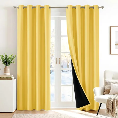 Miniatura 20 de Deconovo Cortinas 100% opacas, cortinas de ventana con aislamiento térmico, paneles reductores de ruido, cortinas de forro negro, con ojales
