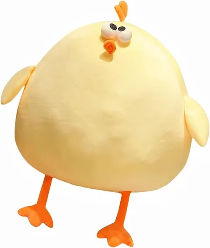 XIYUAN Almohada de felpa de pollo gordo súper suave, juguete de peluche de 17.7 pulgadas, divertida almohada de cuello de pollo amarillo, animal de