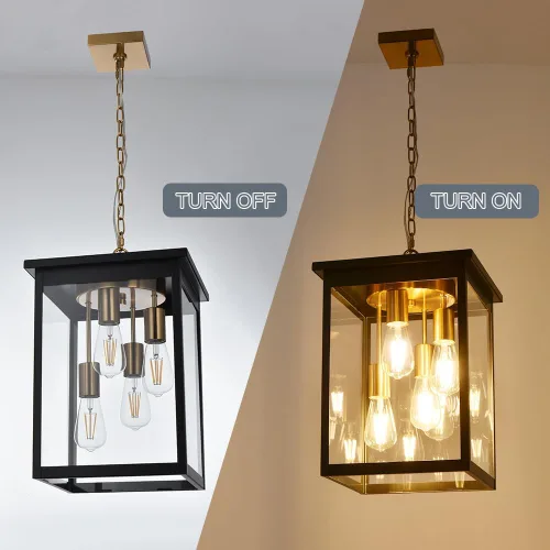 Miniatura 51 de TODOLUZ Lámpara Colgante de Exterior de 3 Luces Negra, Linterna Colgante Exterior Ajustable Luz de Porche