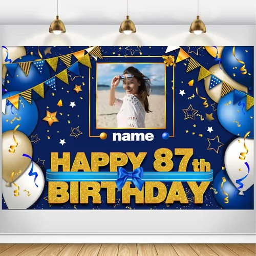 Miniatura 34 de Pancarta Personalizada de Decoraciones de Feliz Cumpleaños 101 - Telón de Fondo de 101 Años para Mujeres Hombres Niños Niñas Suministros de Fiesta