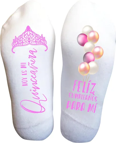Miniatura 9 de Calcetines Divertidos Mis Quince para Niñas Adolescentes, Regalo de Quinceañera del 15º Cumpleaños, Recuerdo de Fiesta Personalizado