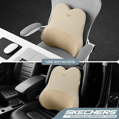 Miniatura 4 de Skechers Almohada lumbar de espuma viscoelástica y refrigerada por aire, almohada de soporte lumbar para oficina, almohada lumbar para silla