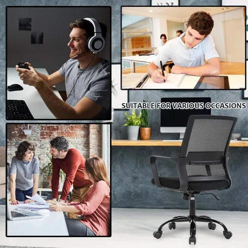 Miniatura 7 de Silla ergonómica de oficina de escritorio barata para el hogar, silla de malla simple, soporte lumbar, taburete ajustable ejecutivo moderno, silla