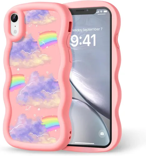 Miniatura 232 de Compatible con iPhone SE/8/7 Funda para Mujeres y Niñas, Marco Ondulado Rizado con Patrón Lindo, Estética Delgada Suave Silicona TPU Parachoques