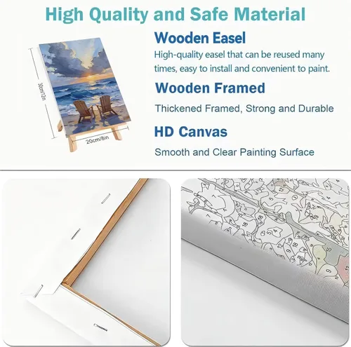 Miniatura 4 de askkqtx 2 Pack Paint by Numbers Kit for Adults with Frame, Framed Beach Paint by Numbers Kit for Adults, DIY Sea Painting by Numbers with Wooden
