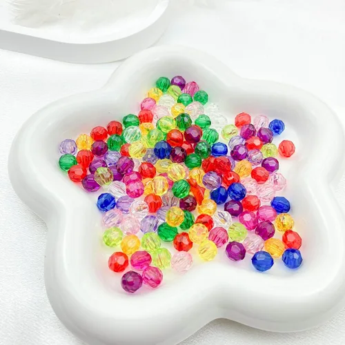 Miniatura 7 de 400 cuentas de cristal redondas acrílicas de 0.315 pulgadas (0.315 in), cuentas espaciadoras facetadas de color para hacer joyas, bricolaje, Rosa