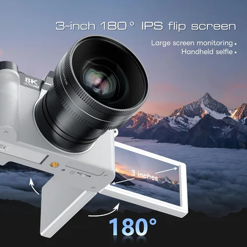 Miniatura 3 de G-Anica Cámaras digitales 8K para fotografía con doble lente (blanco)