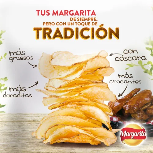 Miniatura 6 de Papas Margarita (paquete de 12) Patatas fritas extra crujientes alas BBQ y limón sabor a pimienta Papitas Margarita extra crocantes de Alitas BBQ