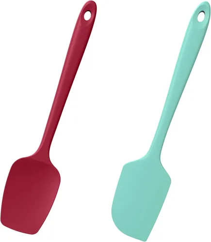 Miniatura 15 de Juego de 2 espátulas y cucharas de silicona con raspador: Doosu, espátulas planas de silicona para hornear, resistentes al calor hasta 600°F