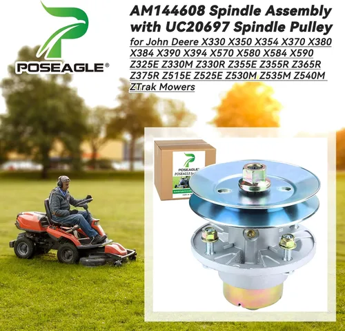 Miniatura 2 de Conjunto de husillo AM144608 previamente engrasado con polea de husillo UC20697 para John Deere X330 X350 X354 X370 X380 X384 X390 X394 X570 X580